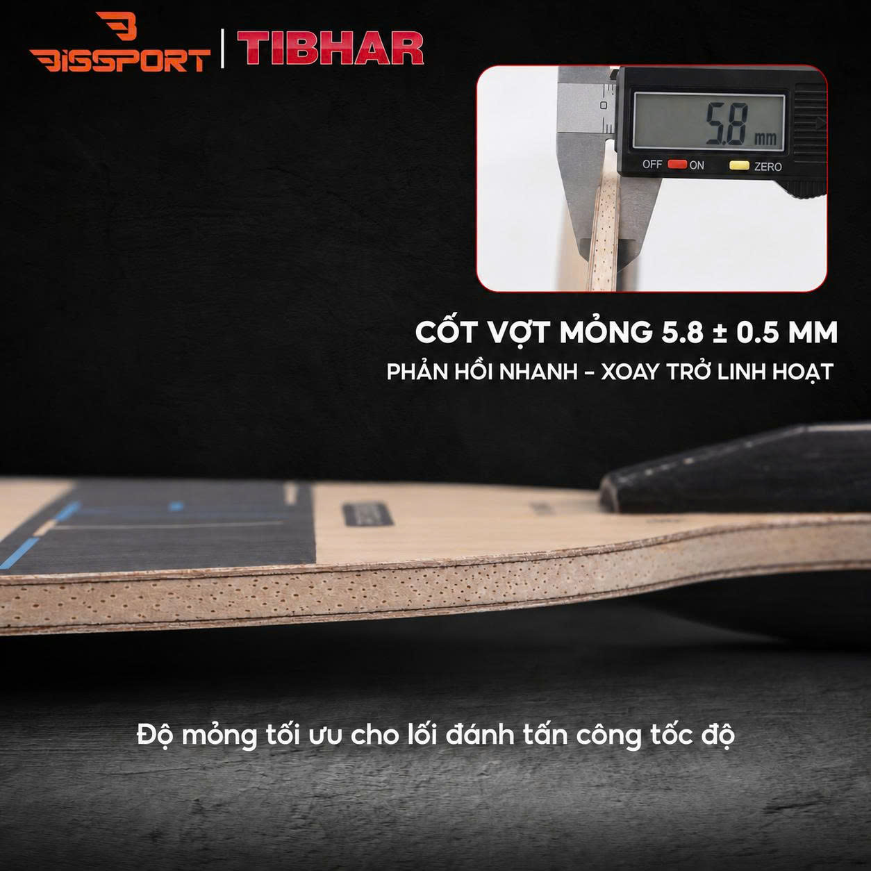 Cốt Vợt Bóng Bàn TIBHAR T7F FL Chính Hãng - 5 Gỗ + 2 Carbon - Inner Carbon - Kiểm Soát Tốt - Tấn Công Mạnh Mẽ - Tốc Độ